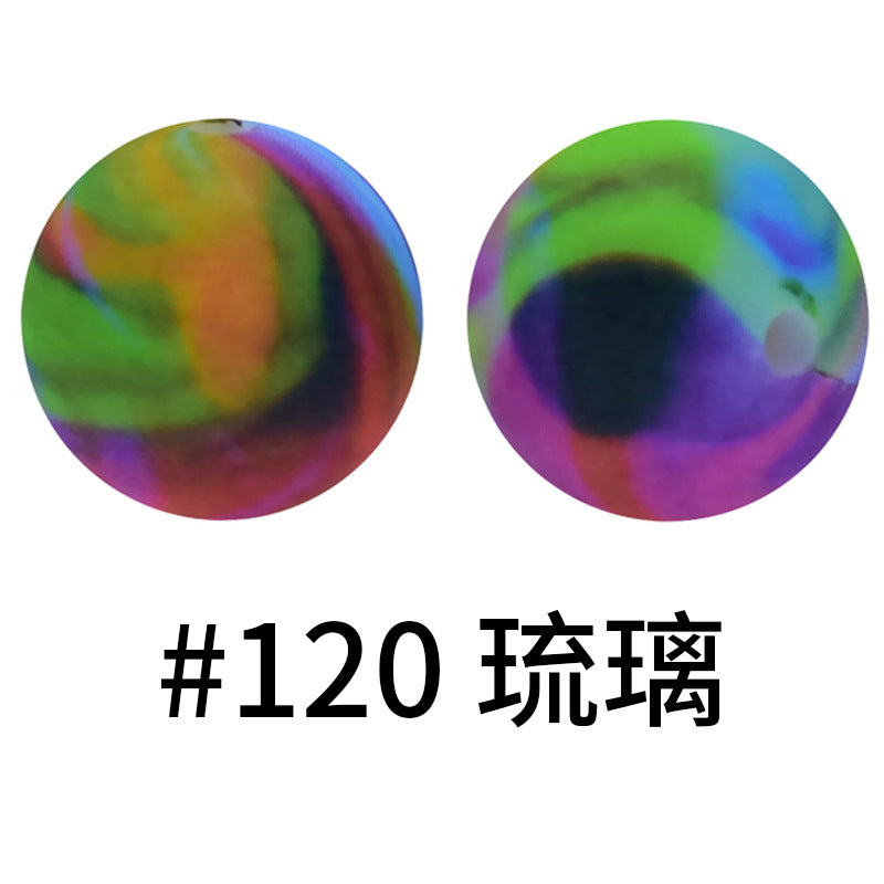 Wholesale 50pcs 16mm Print Silicone Beads Colorful Silicone Water Transfer Beads